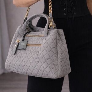 Italian made Genuine leather large satchel gray